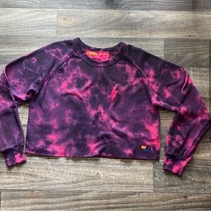 Aviator Nation Tie Dye Bolt Crop Sweatshirt